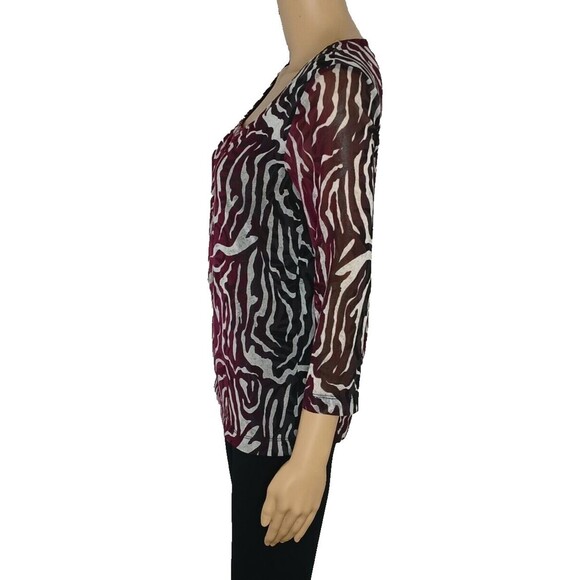 Chicos Women's size US 4/Small Zebra Sheer Lightweight Casual Retro Tunic Blouse - Picture 4 of 7